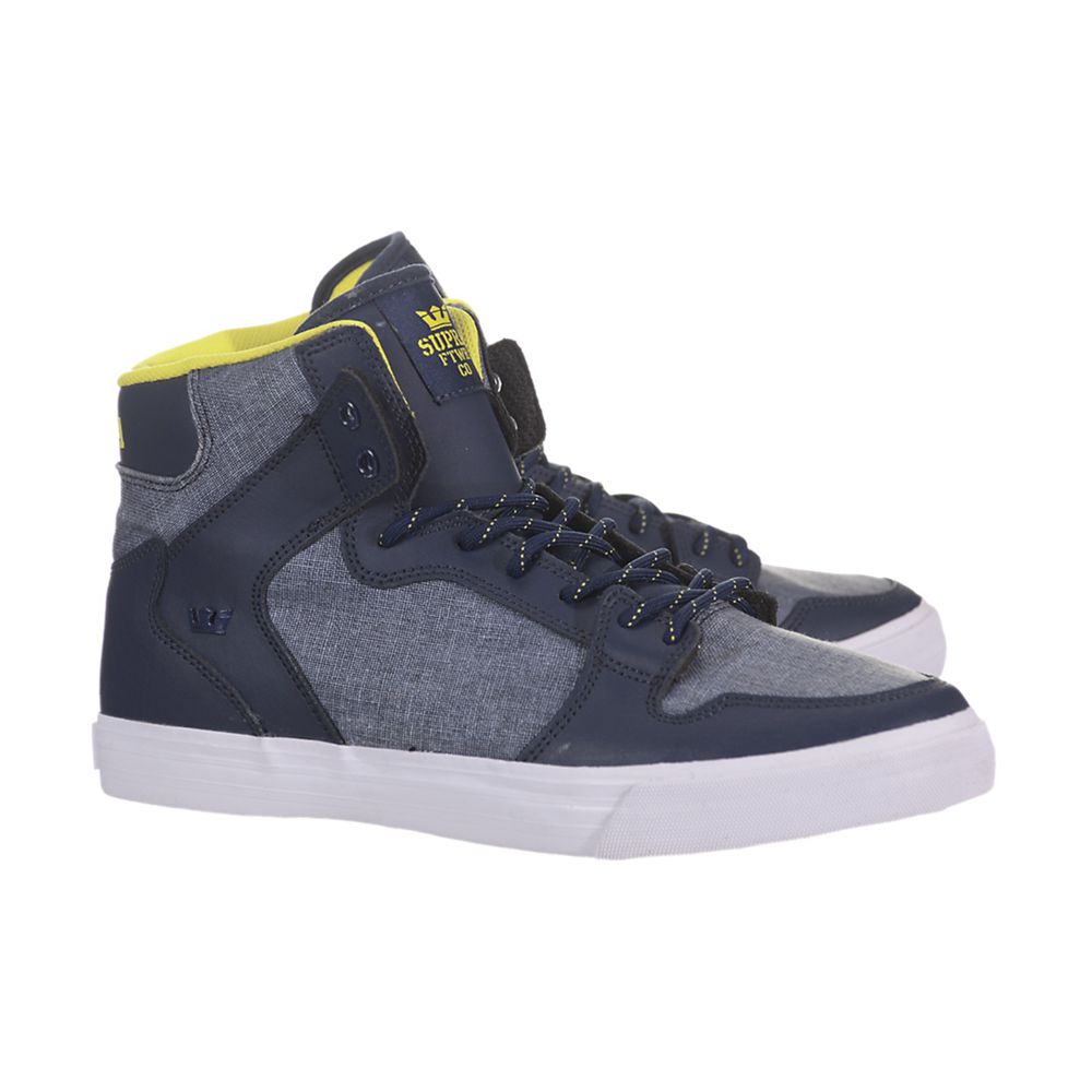 Baskets Montantes Supra Vaider Bleu Marine Navy/Yellow-White Homme | EUJ-38807052